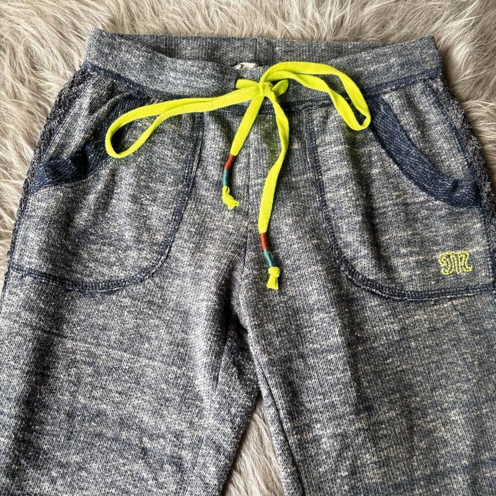 Miss Me Pants Sz M Lounge Blue Sweatpants Embroidered Terry Boho Cotton Colorful - Picture 2 of 10